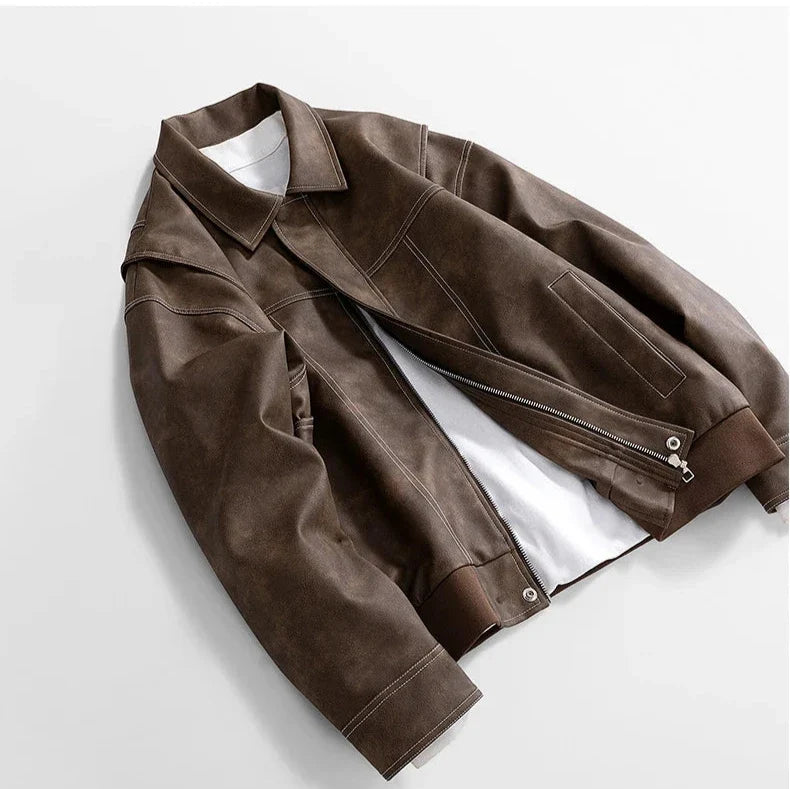 Jack Hafford Rothwell leather jacket shown front view with detailed stitching and classic style on a neutral background.