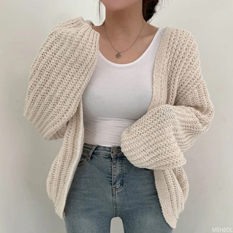Homixa chunky-knit women's cardigan, soft and cozy knit sweater with a relaxed fit, perfect for casual layering.