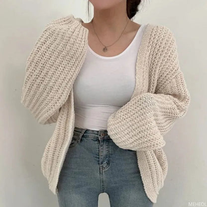 Homixa Farrah women's oversized knit cardigan with chunky textured construction, cozy casual style, and relaxed fit.