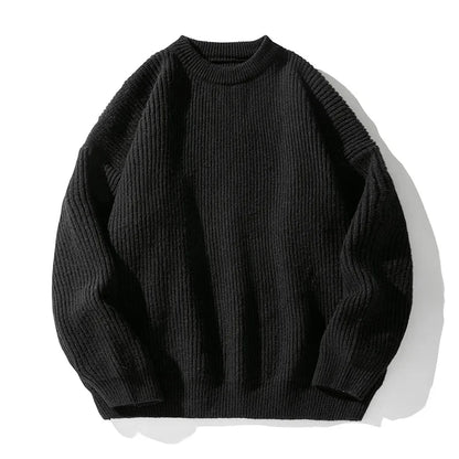 Jack Hafford Oslo Rib Sweater in neutral color, close-up of textured knit fabric and ribbed collar on a mannequin.