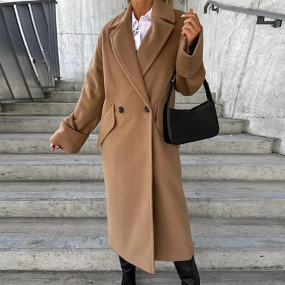 Homixa Yasmin women's lightweight double-breasted trench coat with belted waist, outdoor tailored design and classic style.