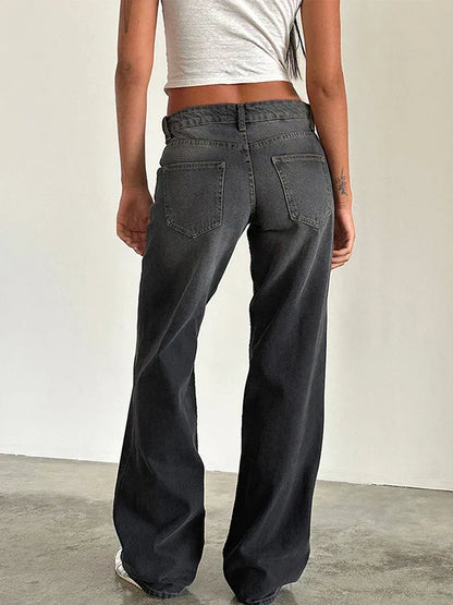 Loppist SYLVAINE™ vintage casual baggy jeans, relaxed fit with classic denim wash, displayed on a neutral background.