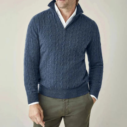 Homixa men's knit sweater with quarter-zip, soft and breathable premium fabric, ideal for winter wear.