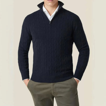 Homixa men's knit sweater with quarter-zip, soft and breathable premium fabric, ideal for winter wear.