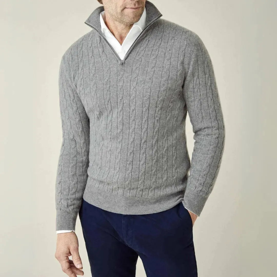 Homixa men's knit sweater with quarter-zip, soft, breathable premium fabric, perfect for winter warmth and comfort.