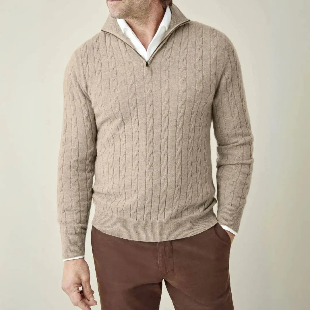 Homixa men's knit sweater with quarter-zip, premium soft and breathable material, ideal for winter wear.