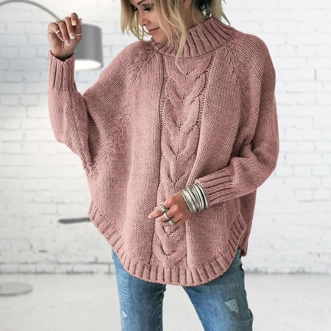 Women’s chunky knit sweater by Homixa featuring a long, cozy, textured knit for stylish winter wear.