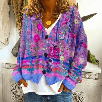Lunirel women's soft knit cardigan with a cozy, relaxed fit and front button closure, perfect for casual layering.