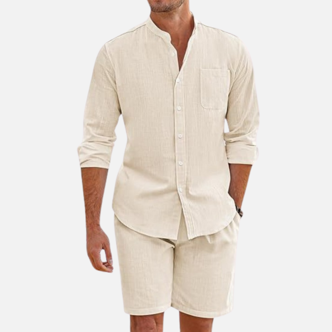 Asher | Men's Stand-Collar Shirt & Shorts Set - product image 2
