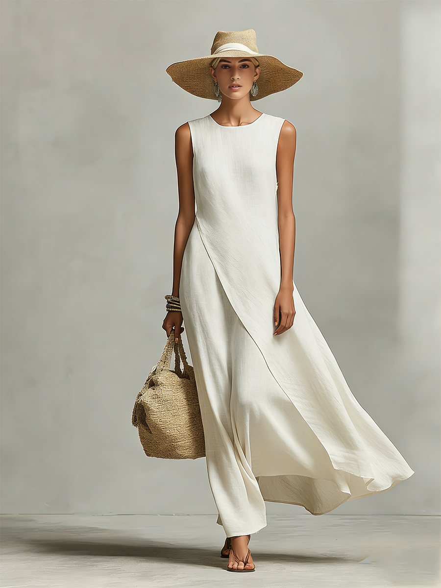 Aurelia | Women's Sleeveless High-Neck Asymmetric Maxi Dress - product image 2