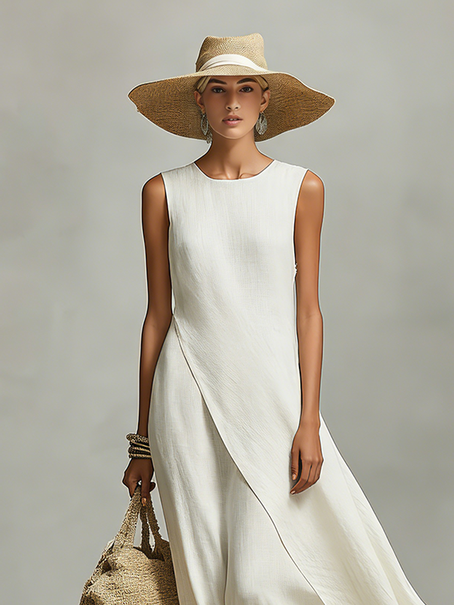 Aurelia | Women's Sleeveless High-Neck Asymmetric Maxi Dress - product image 3