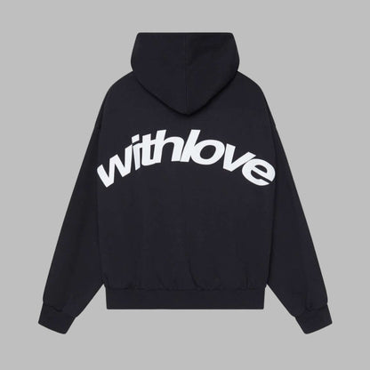 Avelune women's graphic hoodie by Homixa featuring dropped shoulders, ribbed cuffs, and a gathered hem, styled casually.