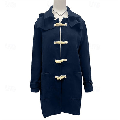 Harper & Wells Fletcher hooded toggle overcoat in stylish fabric with large front toggles and a cozy hood.