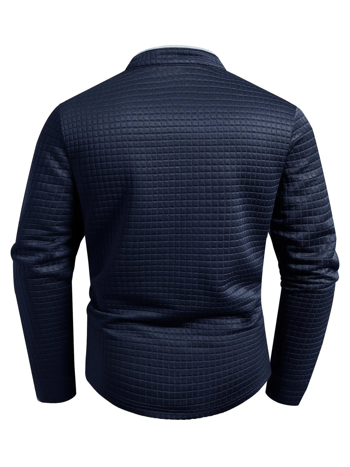Men's solid color knit Henley shirt with button-front and checked pattern by Homixa, casual men's long-sleeve top.