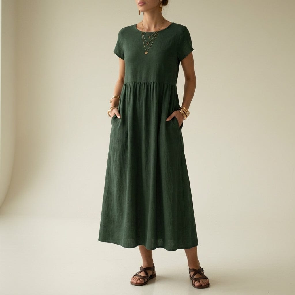 Birgu | Women's Short-Sleeve Gathered-Waist Midi Dress - product image 5