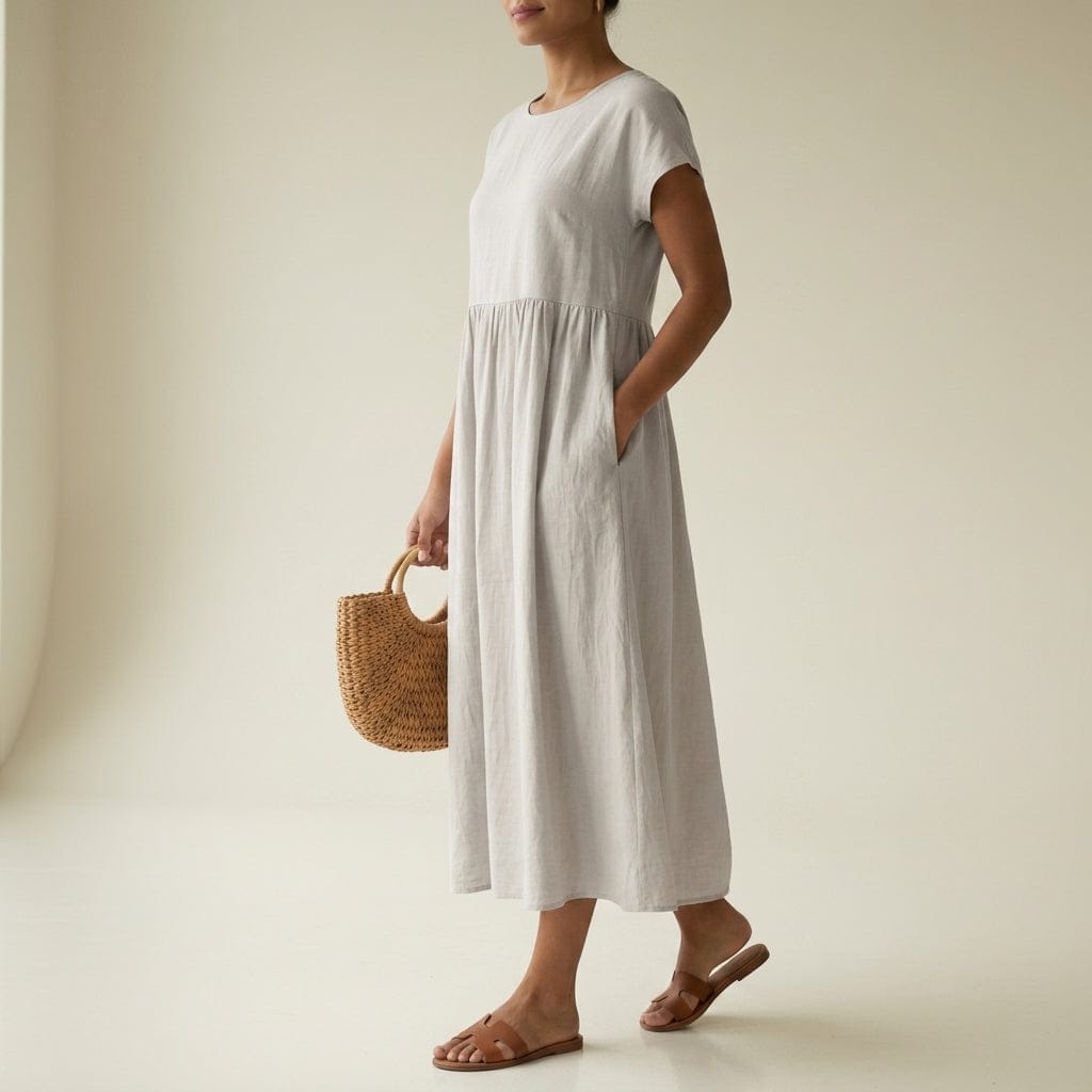 Birgu | Women's Short-Sleeve Gathered-Waist Midi Dress - product image 7