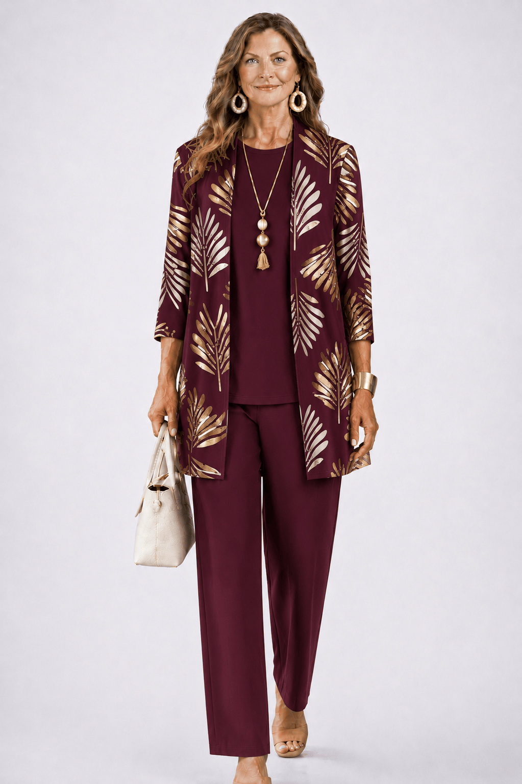Breezy | Women's Long-Cardigan 3-Piece Wide-Leg Pant Set - product image 13