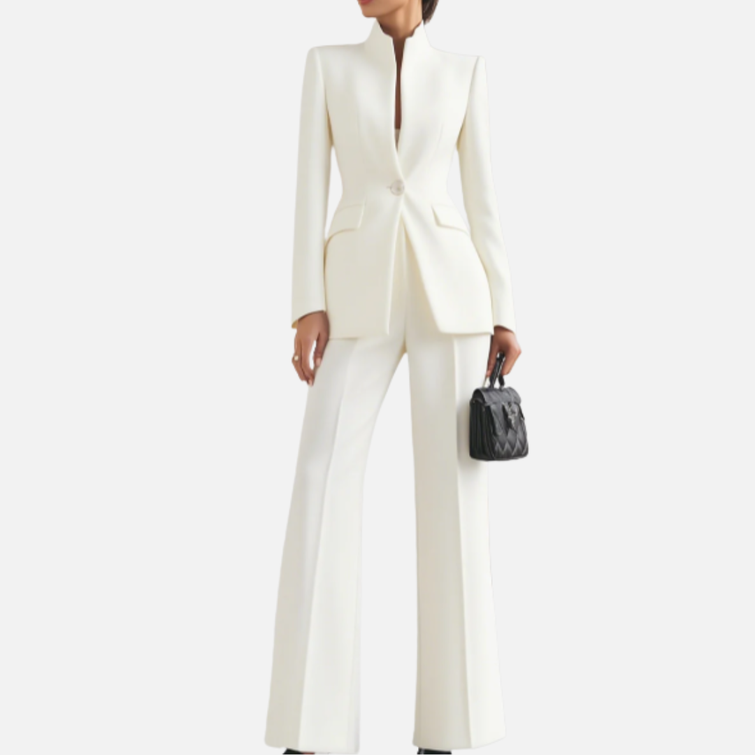 Celeste | Women's Stand-Collar Blazer & Wide-Leg Pant Suit - product image 3