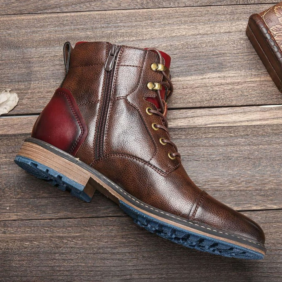 Homixa men's dress boots with lace-up closure and faux leather fabric, stylish and classic footwear for formal occasions.
