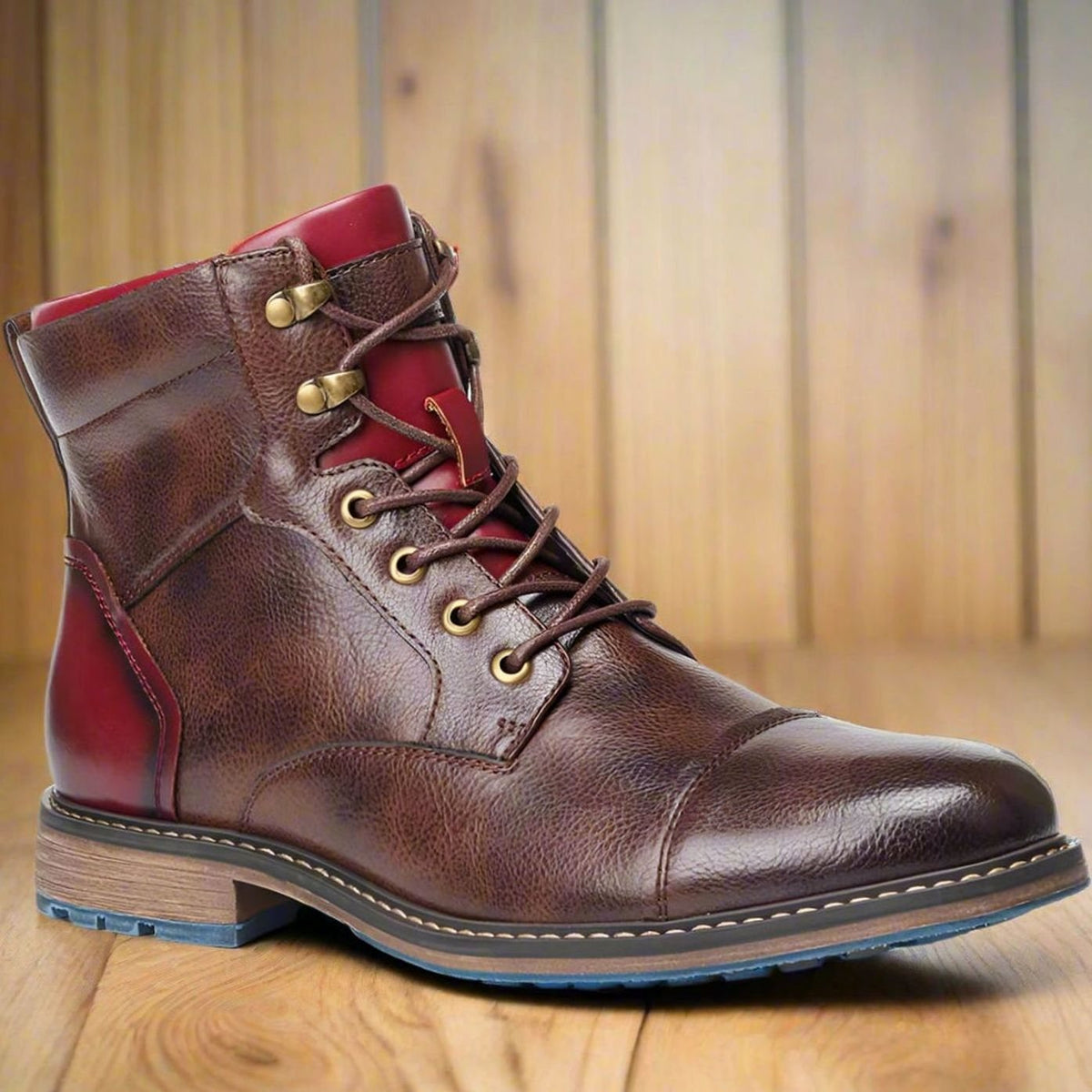 Homixa men's dress boots with lace-up closure and faux leather fabric, stylish and comfortable for formal wear.
