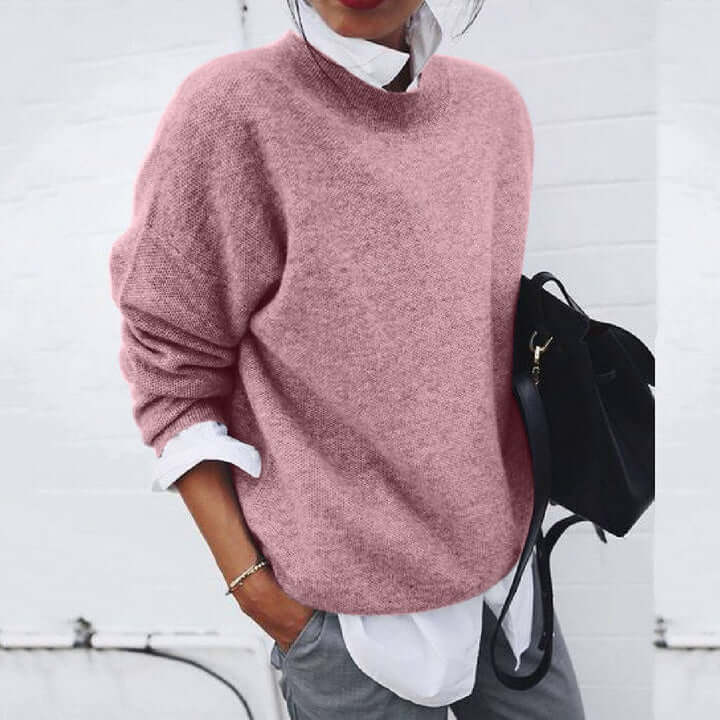 Lunirel soft women's sweater with a cozy hood, featuring a relaxed fit and ribbed cuffs, perfect for casual wear.