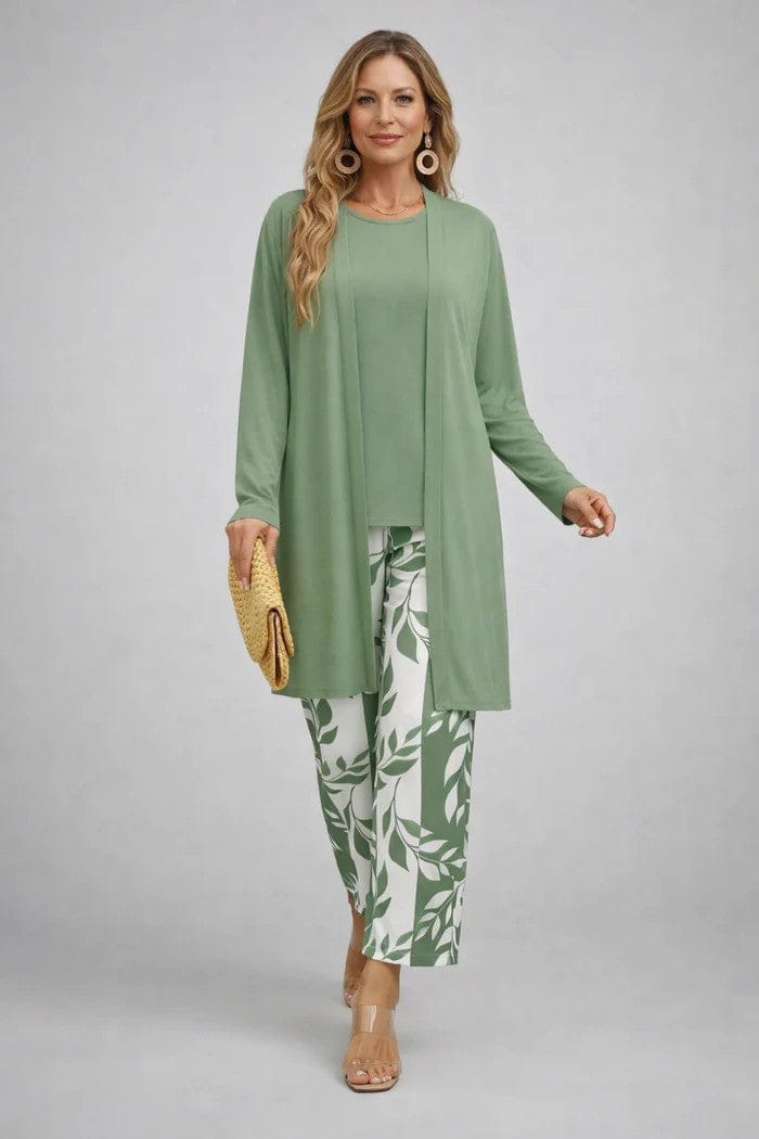 Daria | Women's Botanical-Print 3-Piece Wide-Leg Pant Set - product image 4