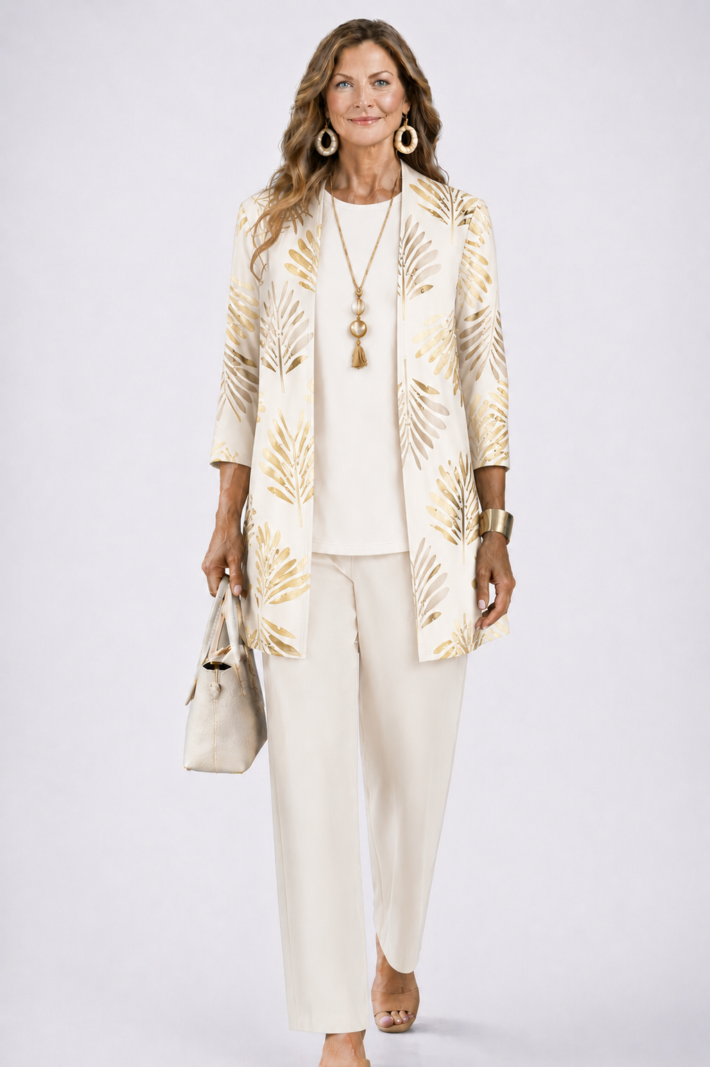 Daria | Women's Botanical-Print 3-Piece Wide-Leg Pant Set - product image 13