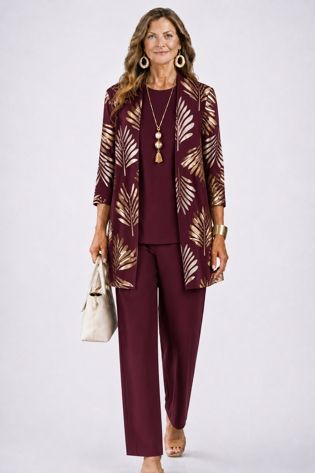 Daria | Women's Botanical-Print 3-Piece Wide-Leg Pant Set - product image 15