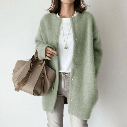 Women's elegant knit cardigan from Lunirel, featuring a cozy, stylish design perfect for layered looks.