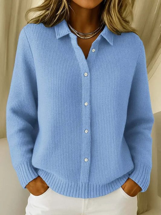 Harper & Wells Harlow cozy knit cardigan in soft beige, featuring a relaxed fit and button closure, ideal for casual wear.