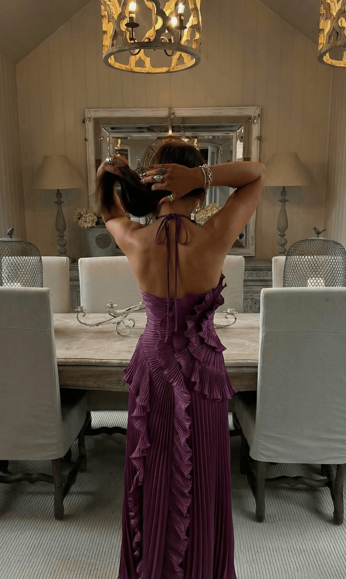 Emma | Women's Pleated Halter-Neck Ruffle Maxi Dress - product image 24