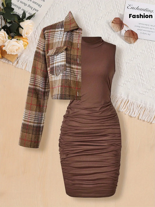 Teen girls' knit casual fall matching outfit set by Homixa, featuring a cozy sweater and matching pants in a regular fit.