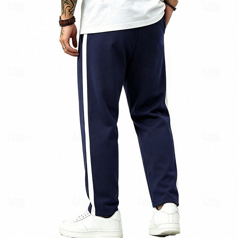 Harper & Wells Damian relaxed side-stripe sweatpants, casual men's joggers with comfortable fit and stylish side stripe detail.