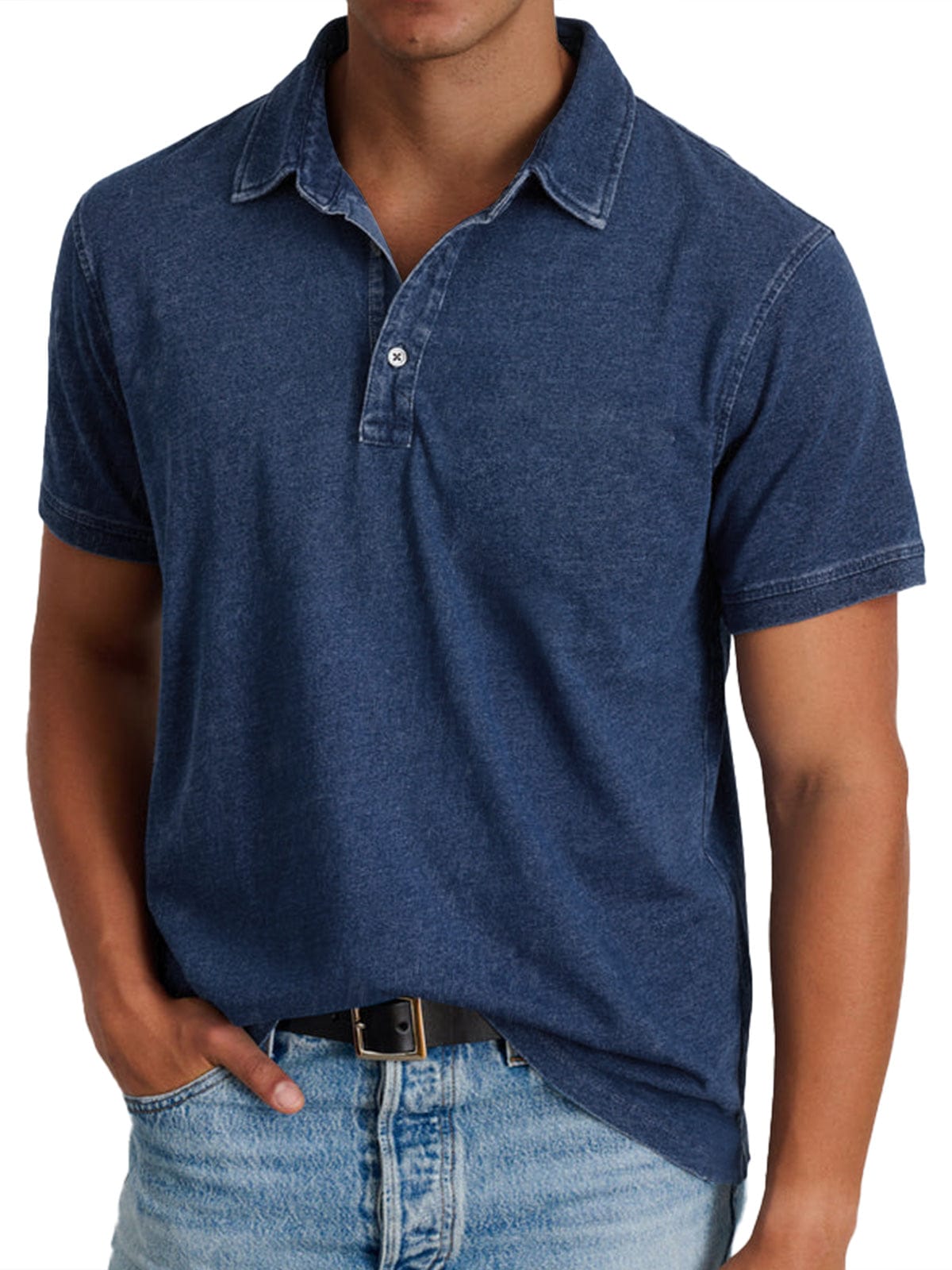 Homixa Ashton men's classic polo shirt displayed on a hanger, featuring a collar and short sleeves in a casual, stylish fit.