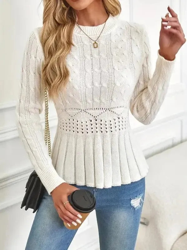 Homixa women's chunky knit sweater with a cozy crew neck in a chunky knit style, perfect for casual and stylish winter wear.
