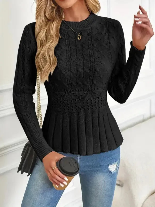 Homixa women's chunky knit sweater with crew neck, featuring a cozy, chunky style and soft knit texture.