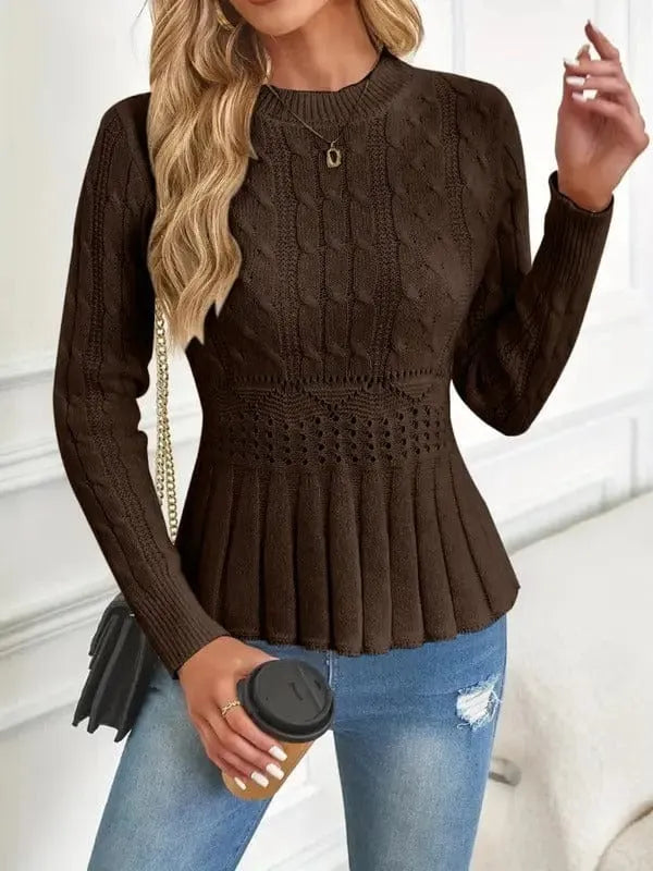 Homixa women's chunky knit sweater with a cozy style and crew neck, showcasing soft, thick knit fabric and relaxed fit.