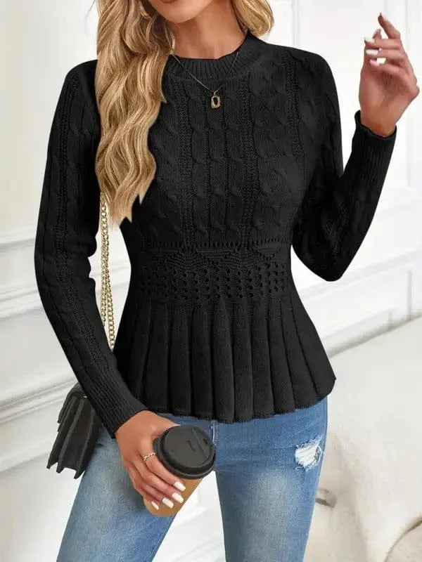 Homixa women's chunky knit sweater with a cozy crew neck in a chunky-knit style, perfect for casual and stylish winter wear.