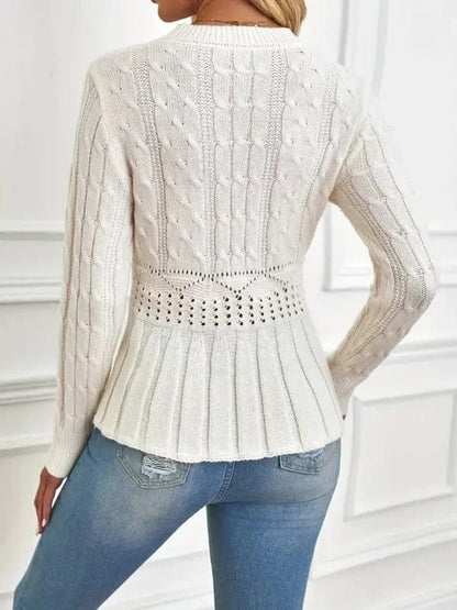Homixa women's chunky knit sweater with a cozy style and crew neck, featuring thick, textured knit fabric.