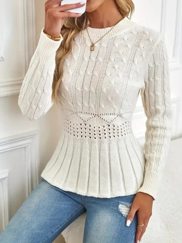 Homixa women's chunky knit sweater with a cozy crew neck, featuring thick, textured knit for stylish comfort.