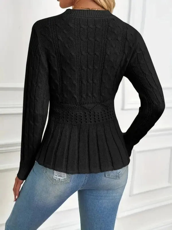 Homixa women's chunky knit sweater with a cozy crew neck and chunky knit style, perfect for stylish winter wear.