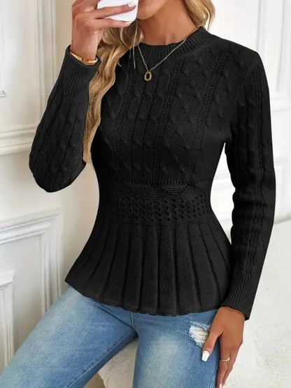 Homixa women's chunky knit sweater with a cozy style and crew neck, featuring thick, textured knit fabric for warmth and comfort.