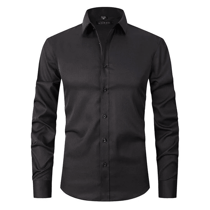 Homixa men's long-sleeve dress shirt in light blue, featuring a classic collar and button front, suitable for formal occasions.