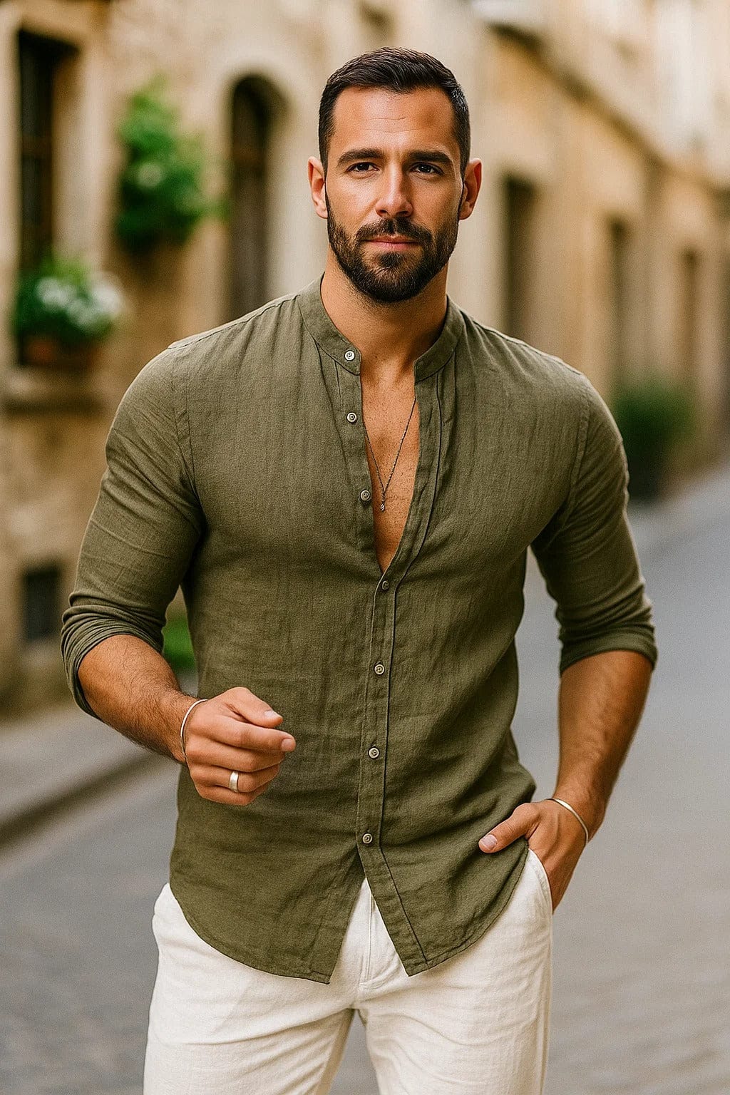 Lavana men's 3/4 sleeve cotton blend shirt with stylish design, perfect for casual everyday wear, shown on a model.