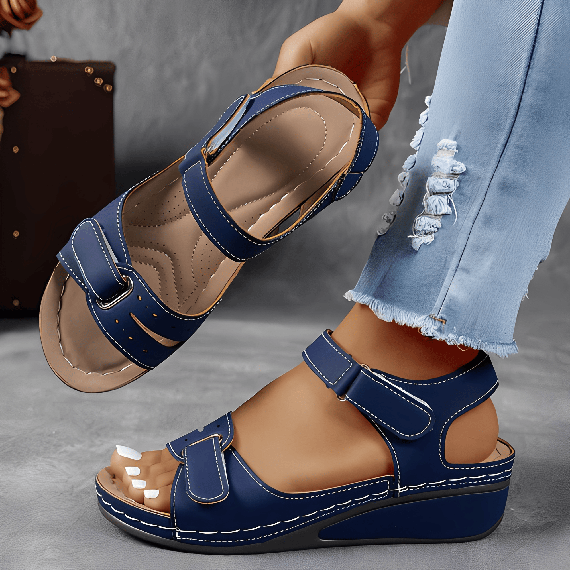 Women's summer sandals by Mainz-Mode with supportive footbed, casual and comfortable footwear for everyday and leisure wear.