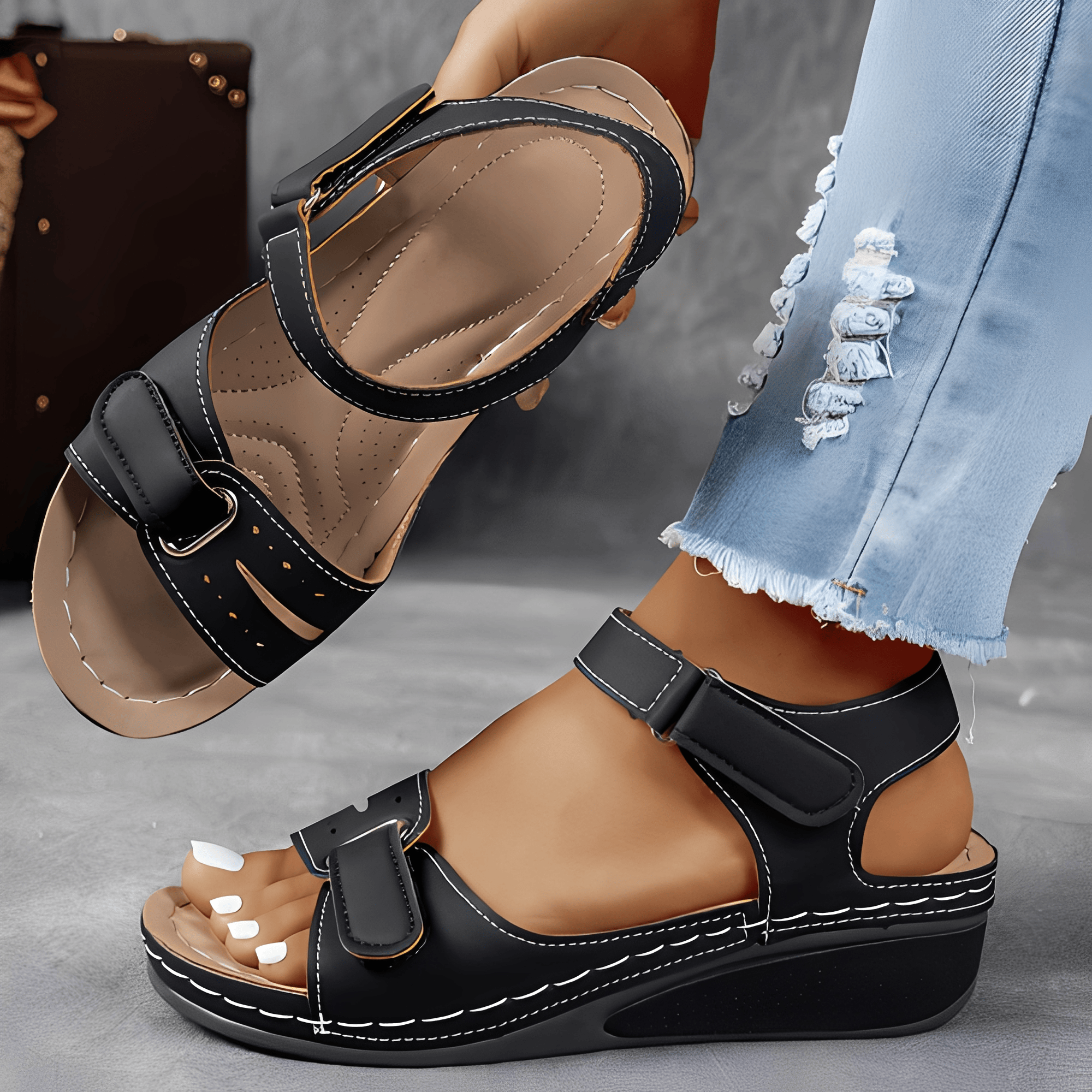 Women’s summer sandals by Mainz-Mode with supportive footbed, comfortable for daily wear and casual outings.