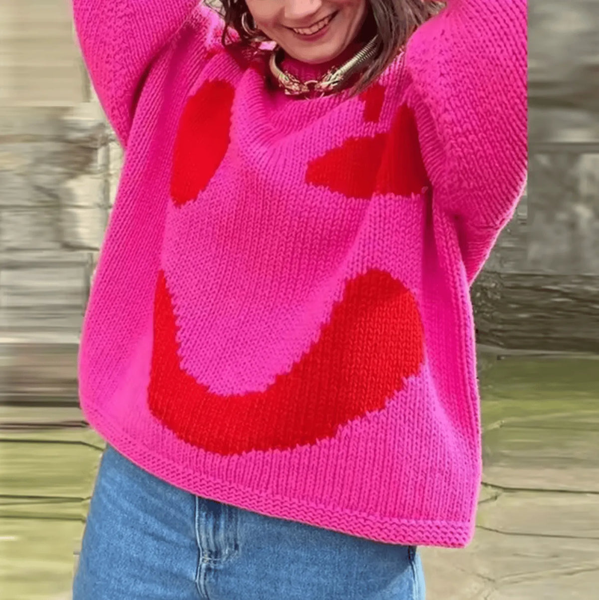 Homixa women's knit sweater with oversized and relaxed fit, featuring soft, cozy fabric and classic knit pattern.