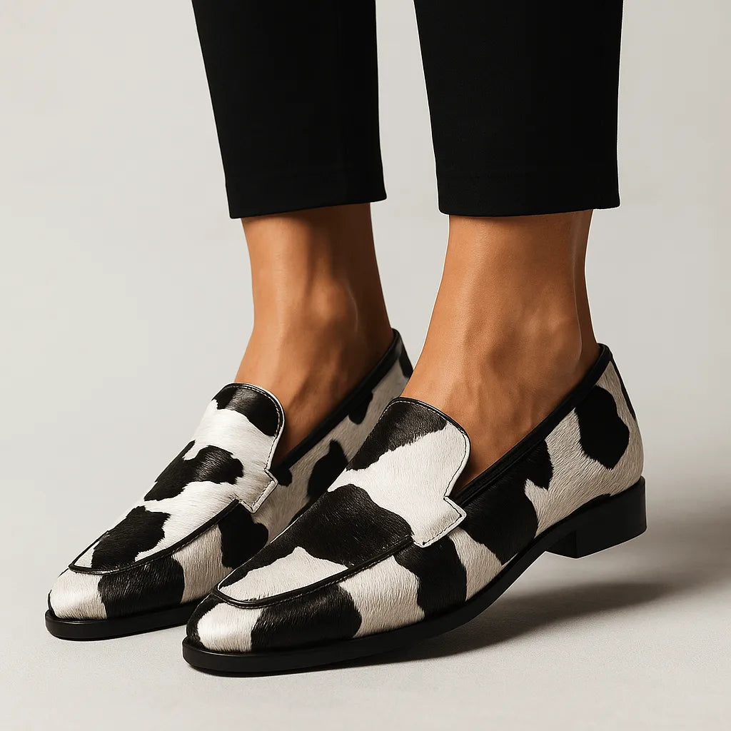 Homixa women's loafer shoes with tailored fit, stylish design, in black leather, perfect for casual and office wear.