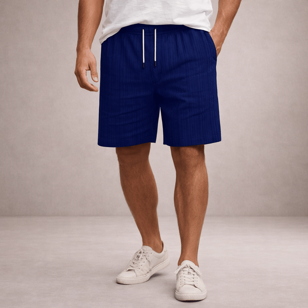 Homixa Luca men's drawstring summer shorts featuring lightweight fabric and casual fit, shown in a relaxed style.