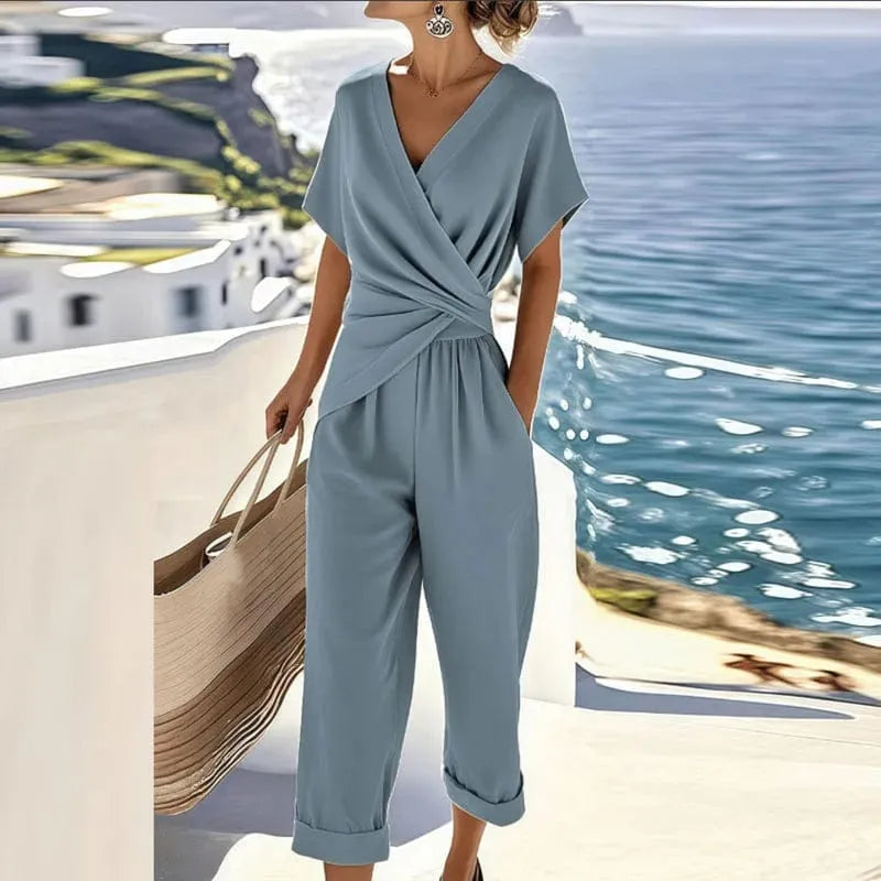 Homixa Marina women's wrap-front two-piece matching set, featuring a stylish top and matching skirt or pants.